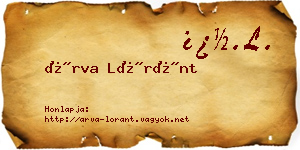 Árva Lóránt névjegykártya