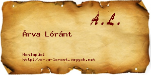 Árva Lóránt névjegykártya