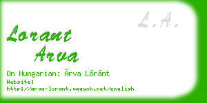lorant arva business card